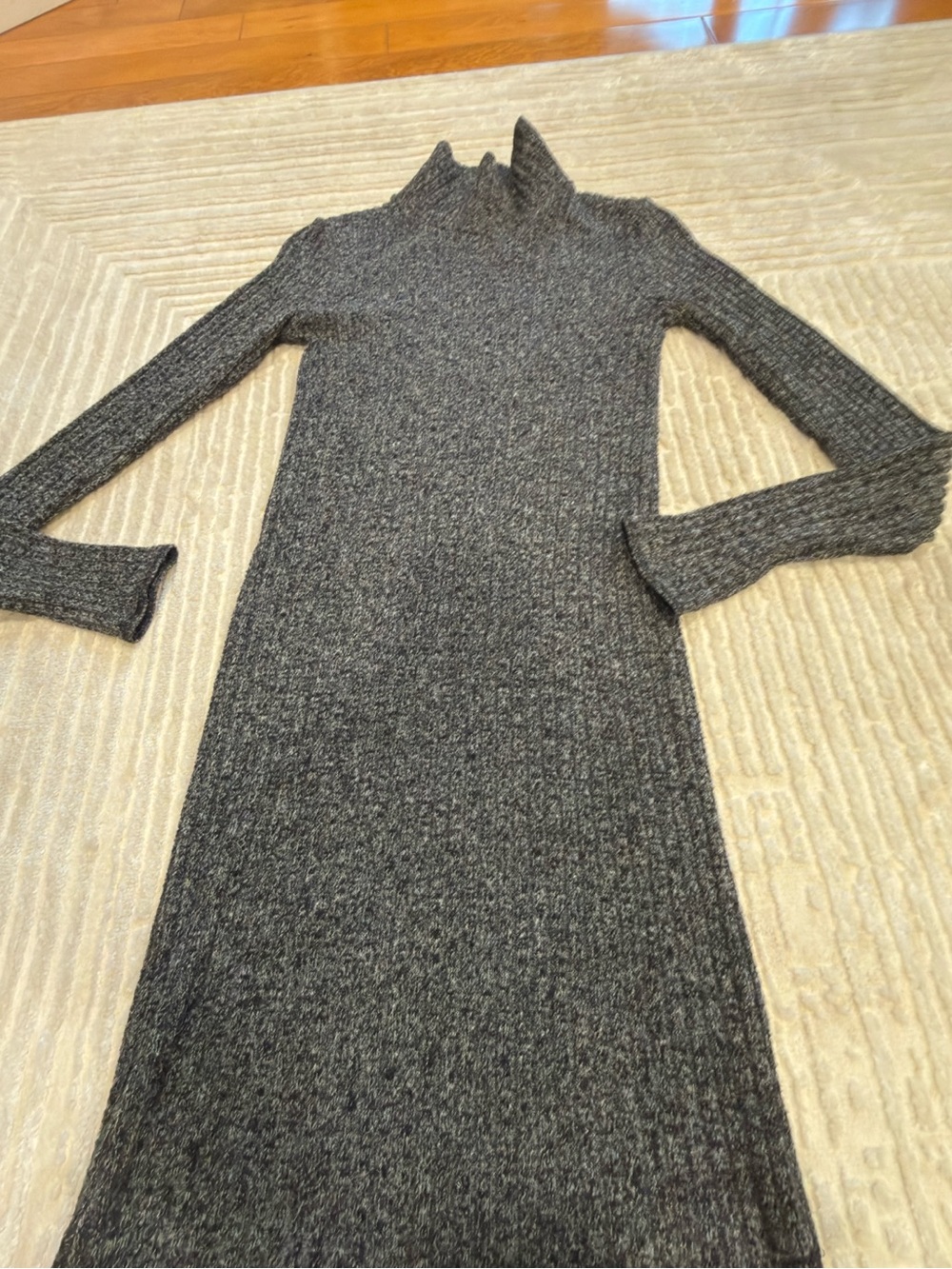 Wilfred Charcoal Ribbed Turtleneck Mini Dress